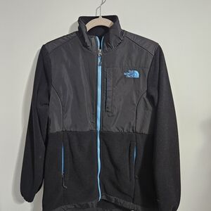 The North Face Men's Black Jacket with Blue Details
